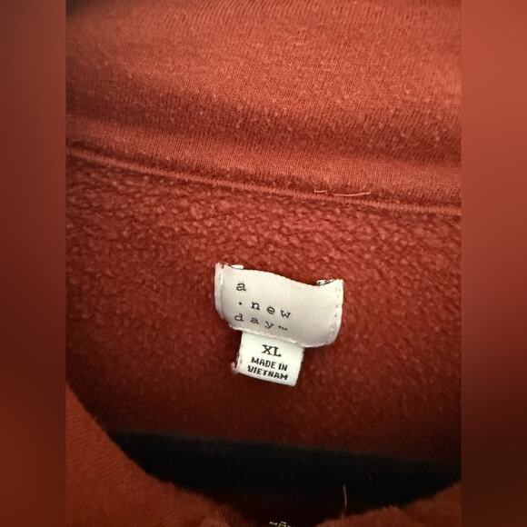 Target A New Day Cognac Brown Quarter Zip Fleece Pullover Sweater Size XL - Picture 7 of 8